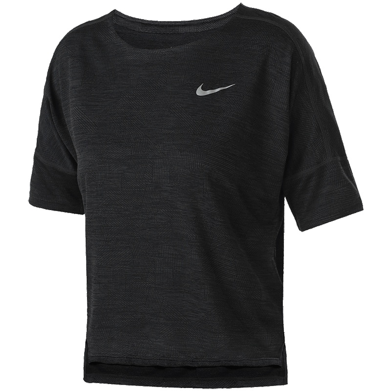 【自营】NIKE耐克女装短袖T恤圆领透气训练 跑步运动服890094 890094-011黑+煤黑+反射银 L