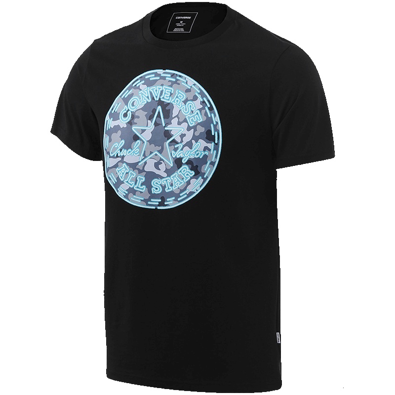 【自营】Converse匡威男装迷彩印花圆领运动休闲短袖T恤10003681 L 10003681-A01黑色