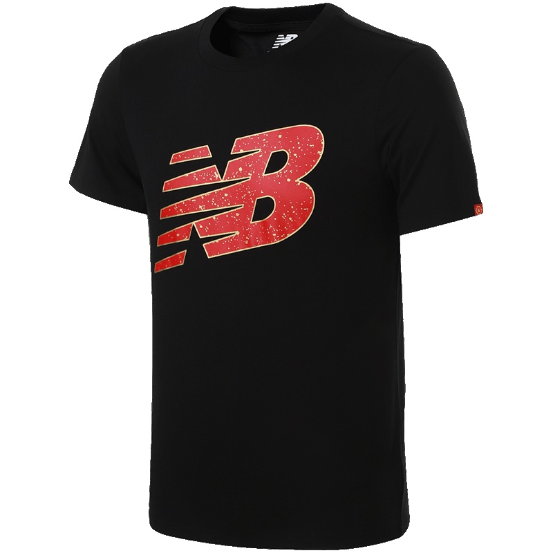 【自营】New Balance/NB男短袖T恤针织字母LOGO运动上衣AMT81551 L AMT81551-BK黑色