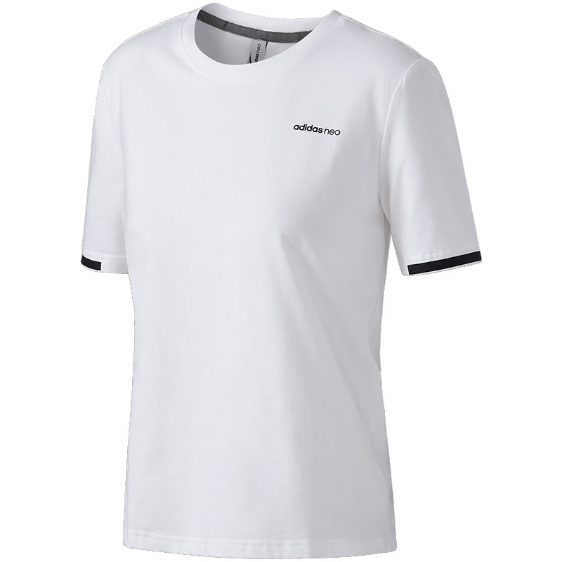 【自营】adidas阿迪达斯NEO女子休闲运动短袖T恤DN7419 L DN7419白+黑