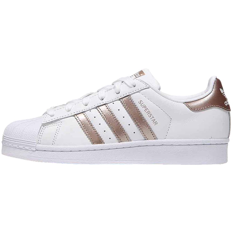 【自营】adidas阿迪达斯三叶草女子板鞋SUPERSTAR贝壳头休闲鞋CG5463 CG5463亮白+石灰金