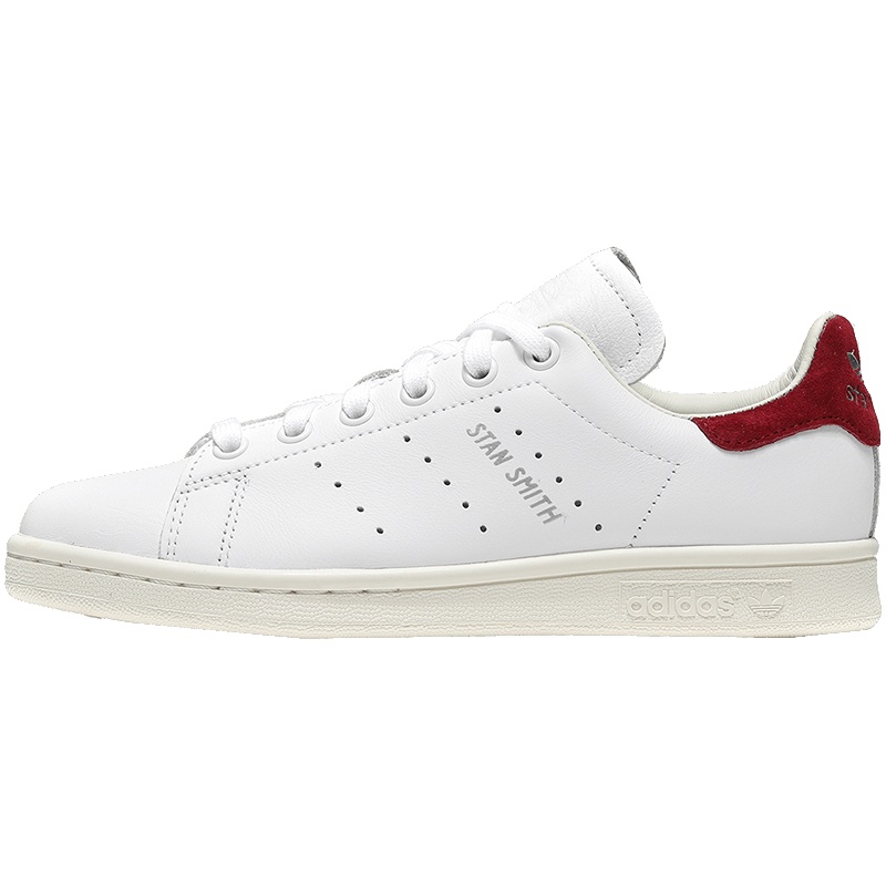 adidas阿迪达斯三叶草Stan Smith女休闲鞋板鞋AQ0887 AQ0887亮白+基督红