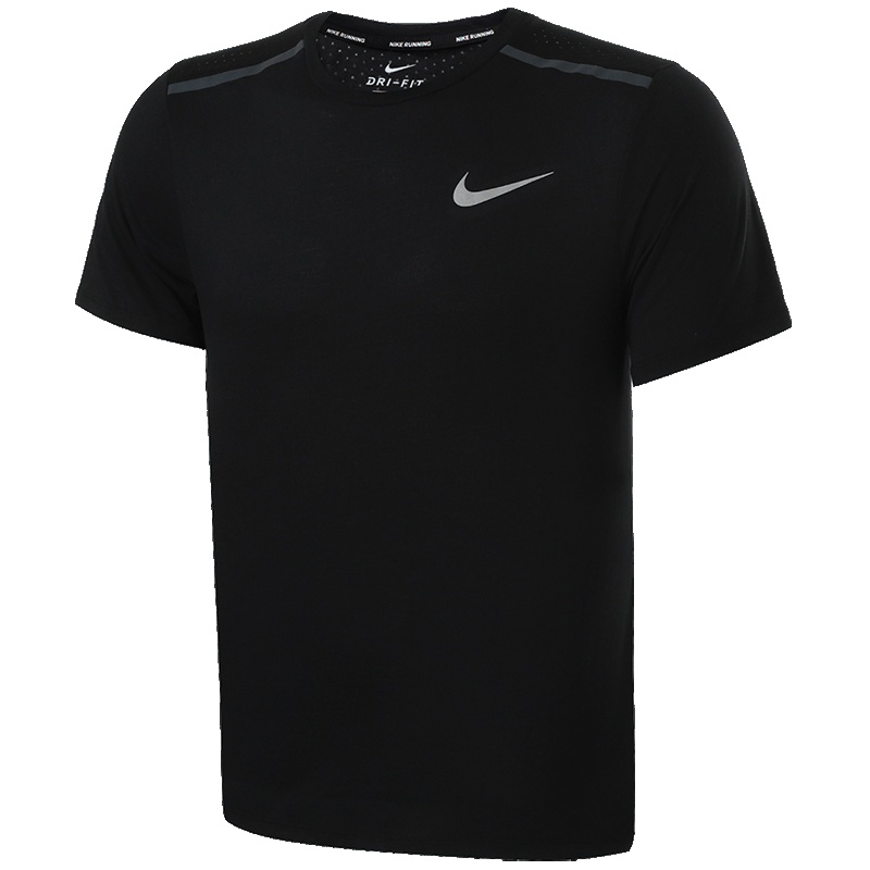 【自营】NIKE耐克男装透气吸汗跑步上衣健身运动短袖T恤892814 L 892814-010黑+黑+反射银