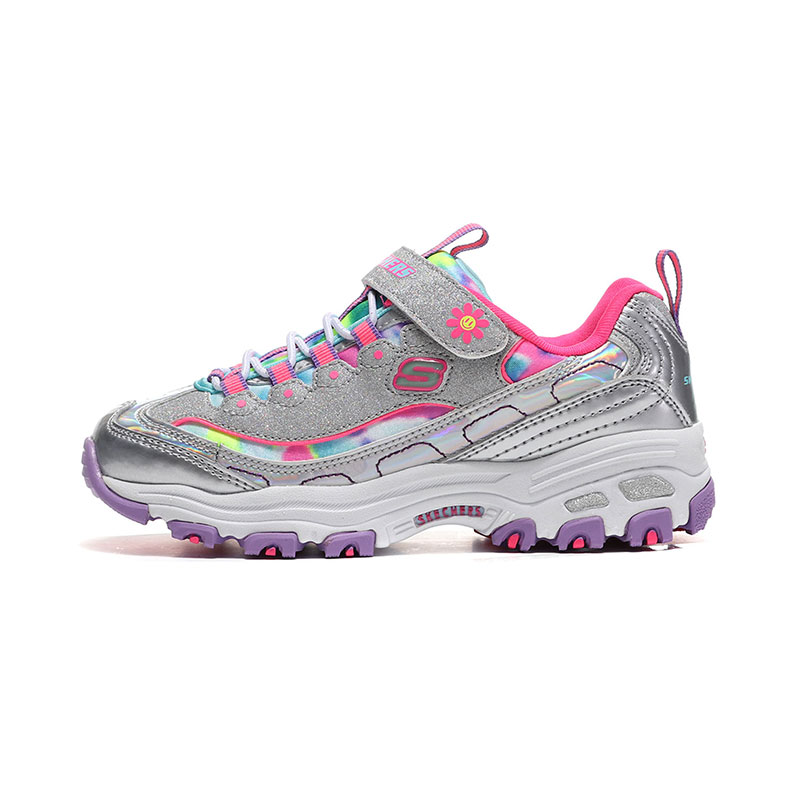 Skechers斯凯奇女童鞋休闲鞋时尚拼接熊猫鞋80528L 80528L/SMLT银+彩 28.5/175mm
