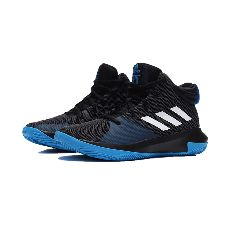 adidas阿迪达斯男儿童鞋高帮篮球鞋运动鞋AC7624 AC7624黑+蓝+白 /适合脚长220mm