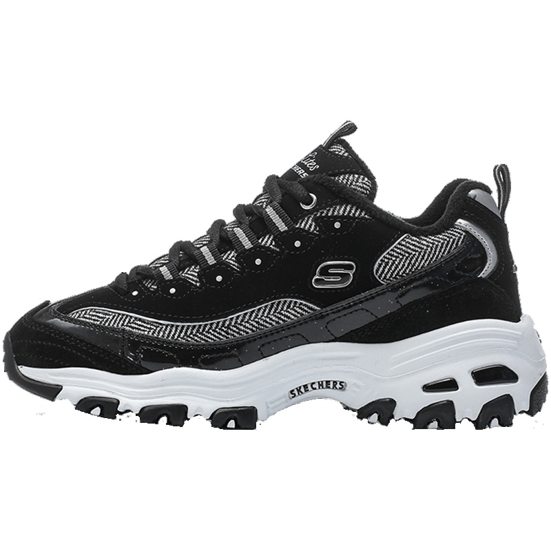 【自营】skechers斯凯奇女鞋D‘lites熊猫鞋运动休闲鞋66666036 66666036/BKW黑色+白色