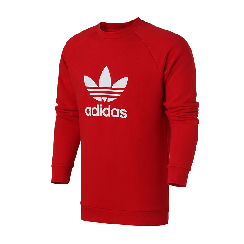 adidas三叶草男子经典LOGO运动服圆领卫衣套头衫DH4211 M DH5826红色