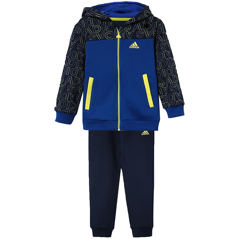 adidas童服装男婴童婴童针织套装连帽套服休闲运动服DT2335 104 DT2335蓝色