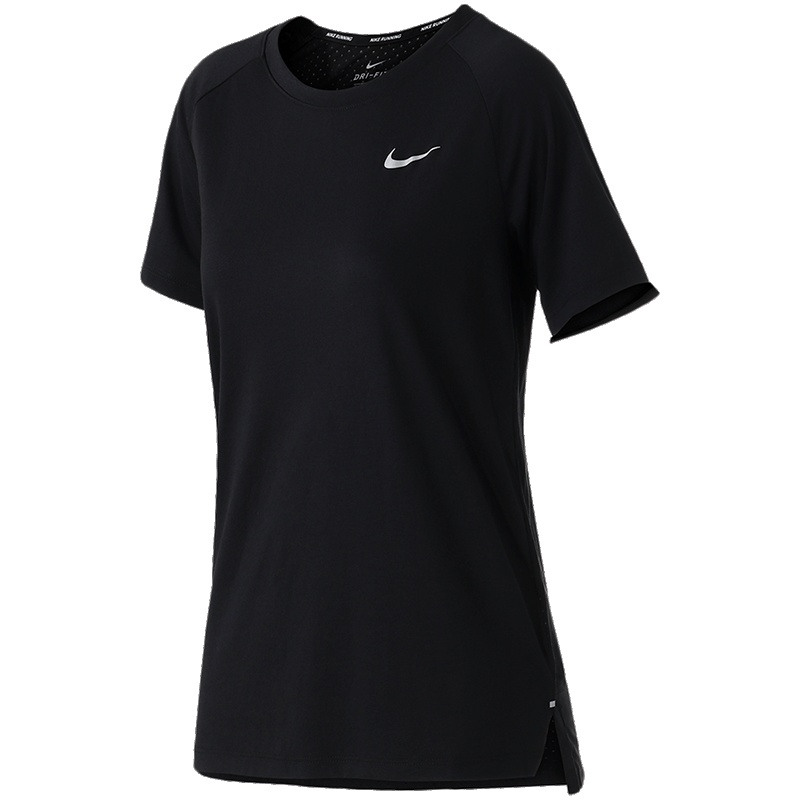 【自营】NIKE耐克女短袖T恤休闲透气圆领训练跑步运动上衣890192 L 890192-010黑+反光银
