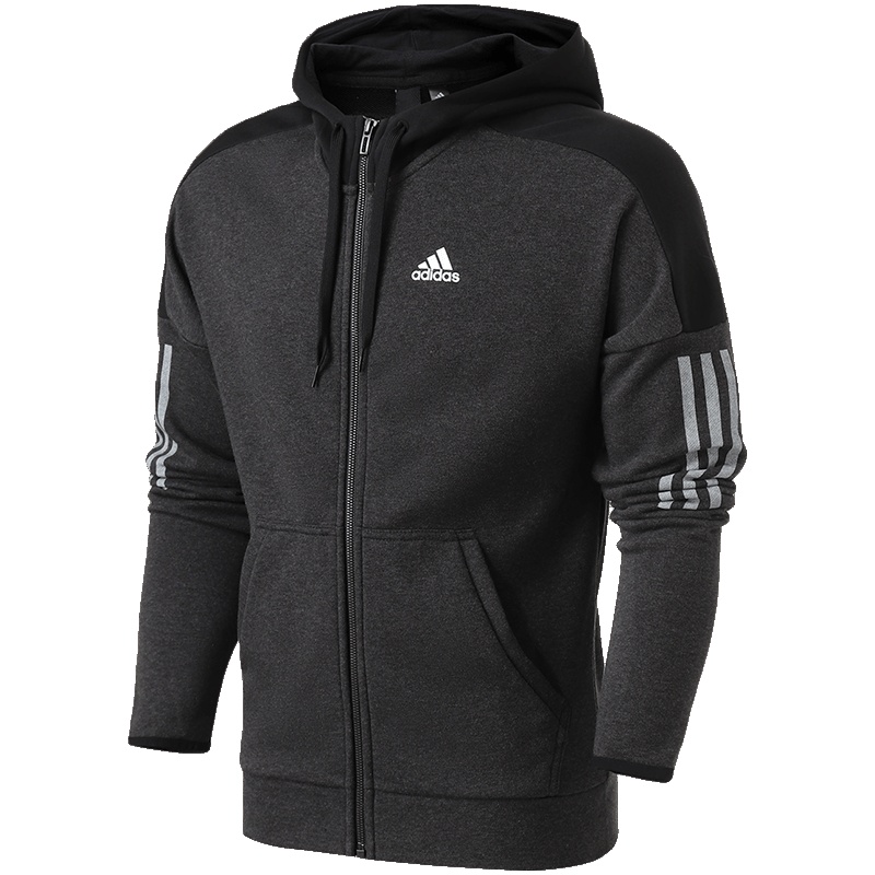 adidas男服夹克外套连帽休闲运动服DM2804 L DM2804黑色