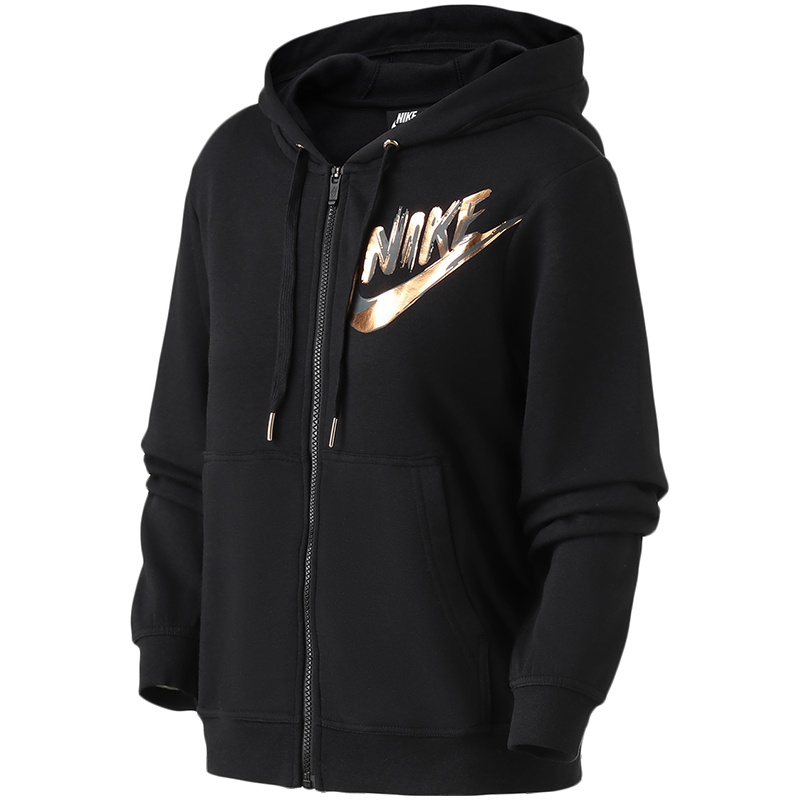NIKE女装外套秋冬保暖针织时尚连帽夹克休闲运动服938958 L 938958-010黑