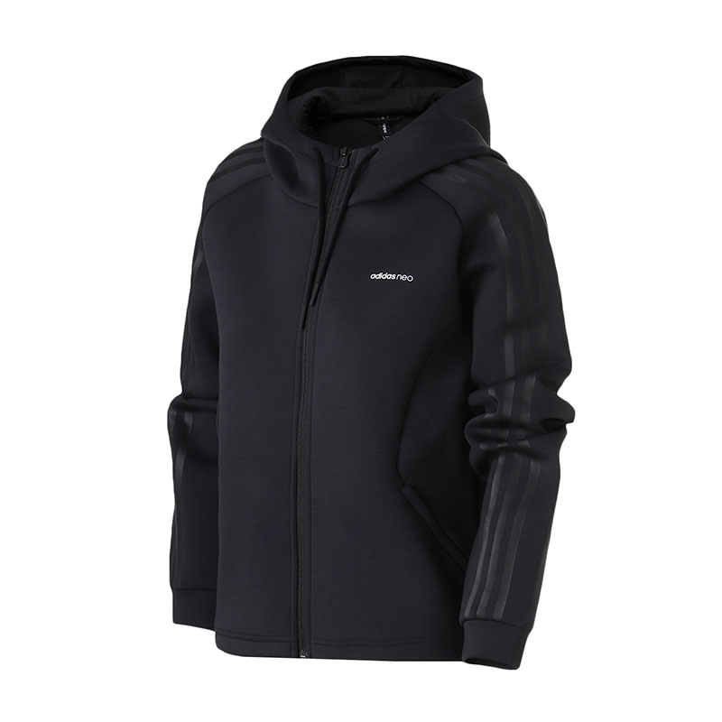 【自营】adidas阿迪达斯NEO女装外套夹克修身休闲运动服DX0039 L DX0039黑色