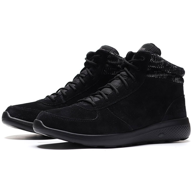 【自营】SKECHERS斯凯奇男鞋短靴高帮绑带保暖运动鞋54301 54301/BKGY黑色+灰色