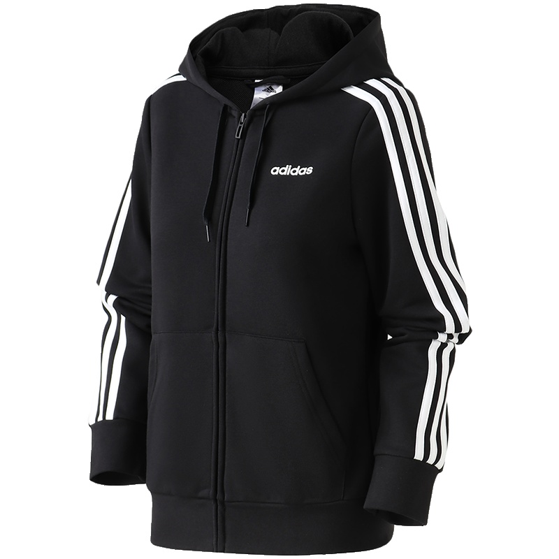 adidas女服夹克外套连帽修身针织运动休闲运动服DP2419 L DP2419黑色