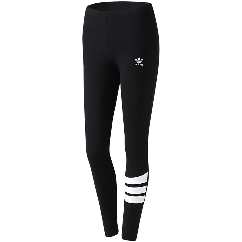 adidas阿迪达斯三叶草女裤运动休闲长裤紧身运动裤DU9597 32 DU9597黑色+白色
