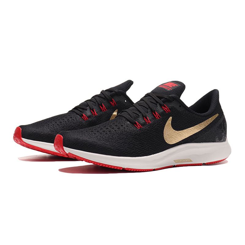 NIKE耐克男鞋跑步鞋ZOOM系列缓震透气轻便运动鞋942851 942851-018黑+金属金黄+大学红+浅木红