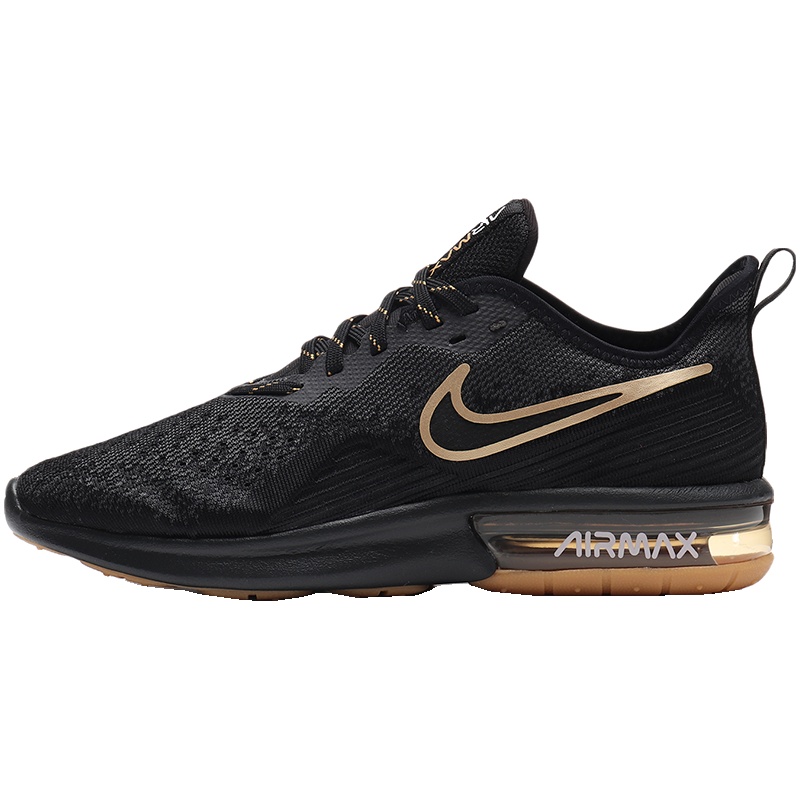 耐克男鞋跑步鞋AIR MAX中帮气垫轻便缓震运动鞋AO4485 AO4485-005黑+黑+煤黑+白+橡皮浅褐+金属金黄