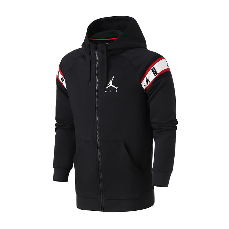 耐克男装外套JORDAN针织时尚连帽开衫休闲运动服AR2249 L AR2249-010黑+白