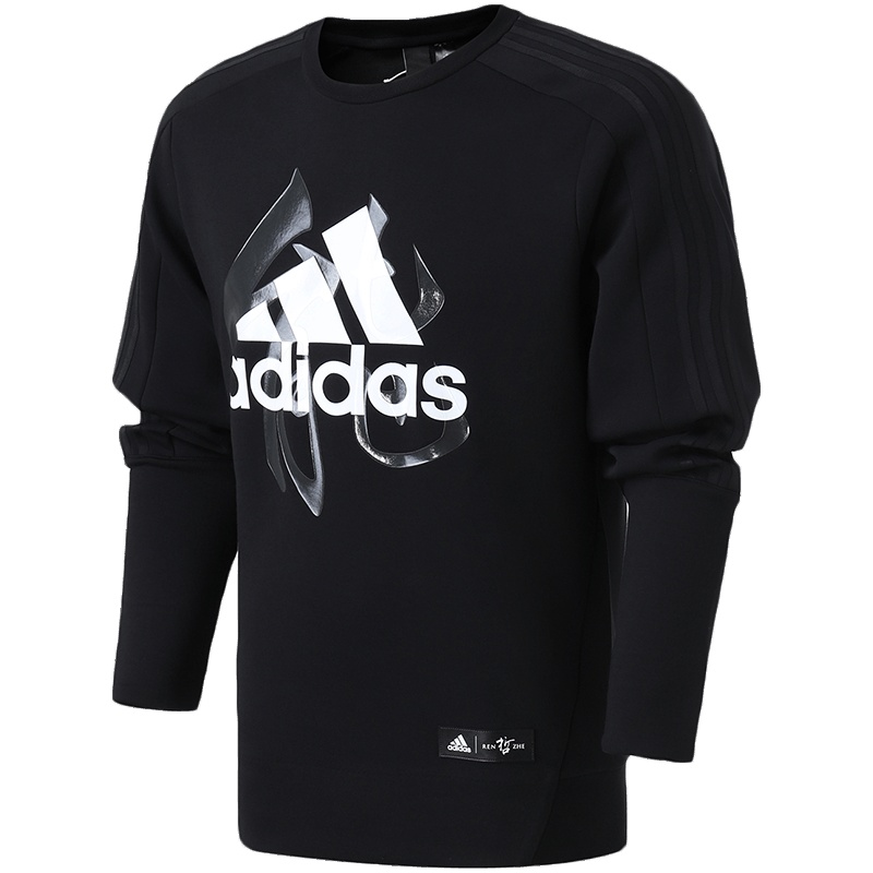 adidas男服卫衣圆领套头新年休闲运动服EA2107 M EA2107黑色