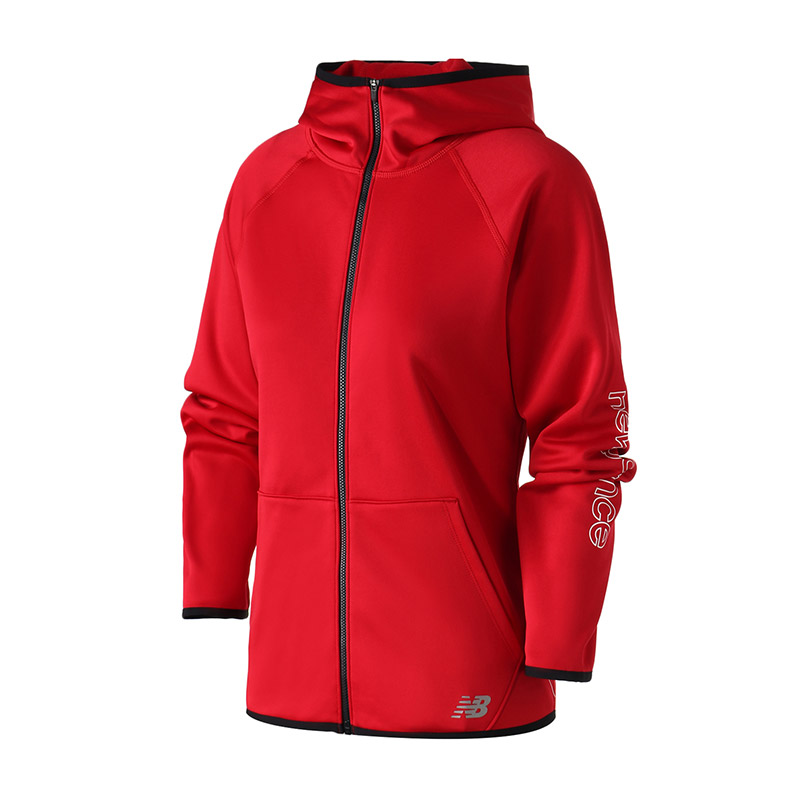 New Balance/NB女装外套开衫细绒修身运动休闲服AWJ73157 L AWJ73157-RBK红/黑