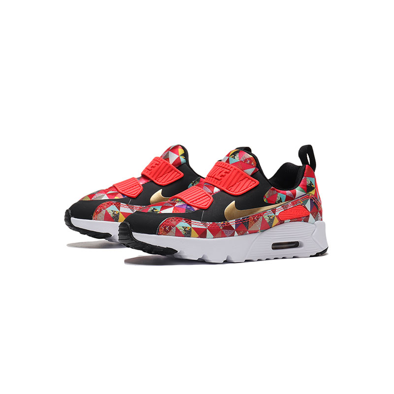耐克男小童休闲鞋春季AIR MAX气垫时尚跑步运动鞋BV6663 BV6663-617深红色+金属金+黑