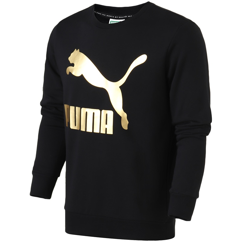 PUMA彪马男装休闲服针织套头衫圆领卫衣运动服579069 L 57906901黑色