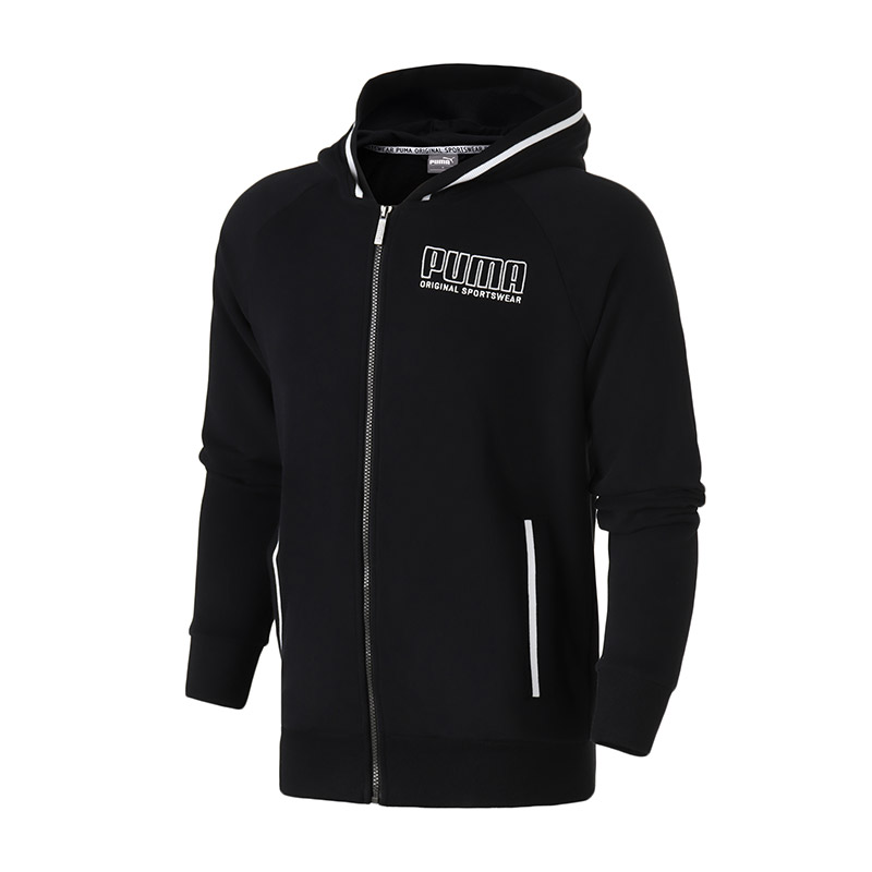 PUMA彪马男装休闲连帽外套针织开衫运动服844130 L 84413001黑色