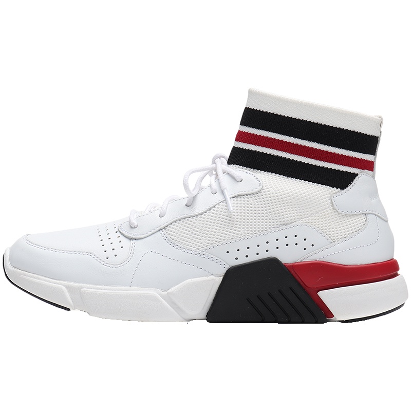 【自营】Skechers斯凯奇男鞋休闲鞋时尚袜套个性高帮运动鞋68666 68666/WRNV白色+红色+藏青色