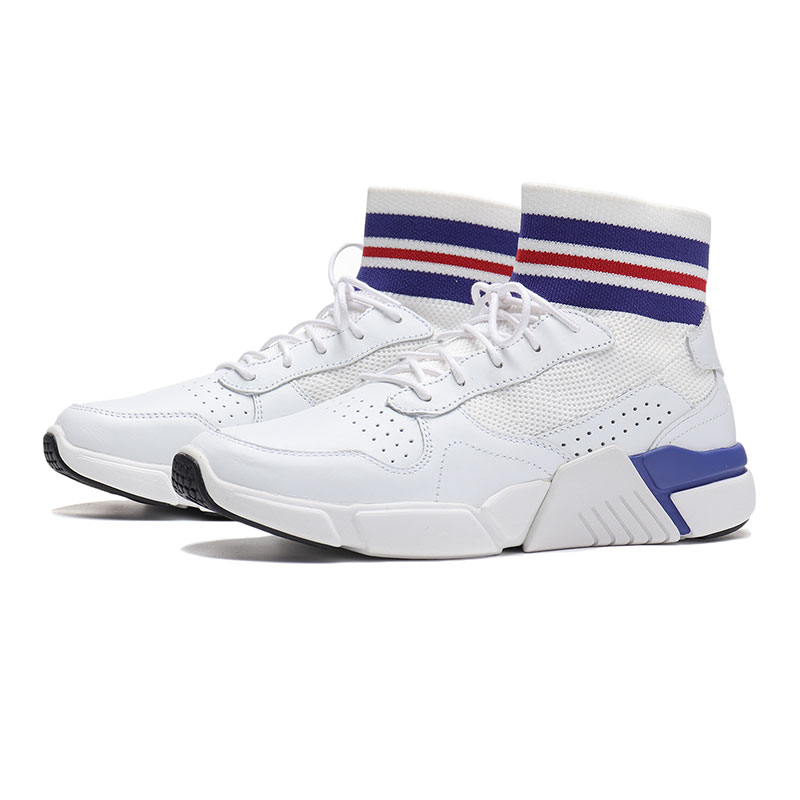 【自营】Skechers斯凯奇女鞋休闲鞋时尚袜套个性高帮运动鞋68855 68855/WBLU白色+蓝色