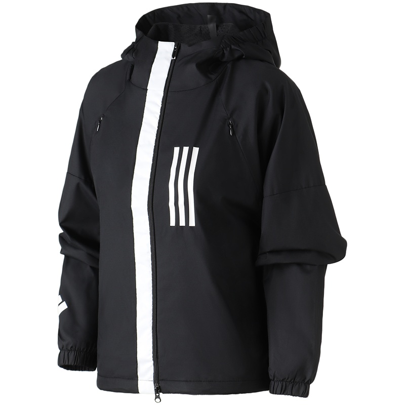 adidas女服外套夹克连帽WND防风休闲运动服DZ0034 L DZ0034黑色