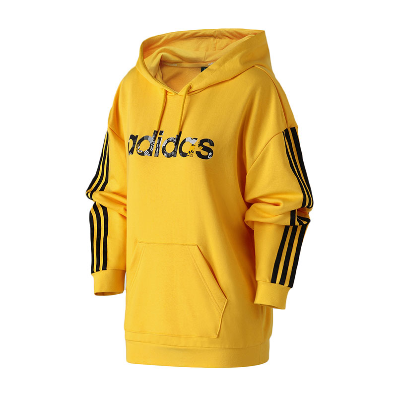 【自营】adidas阿迪达斯NEO女装休闲套头衫连帽卫衣运动服DZ7596 L DZ7596日光黄+日光黄