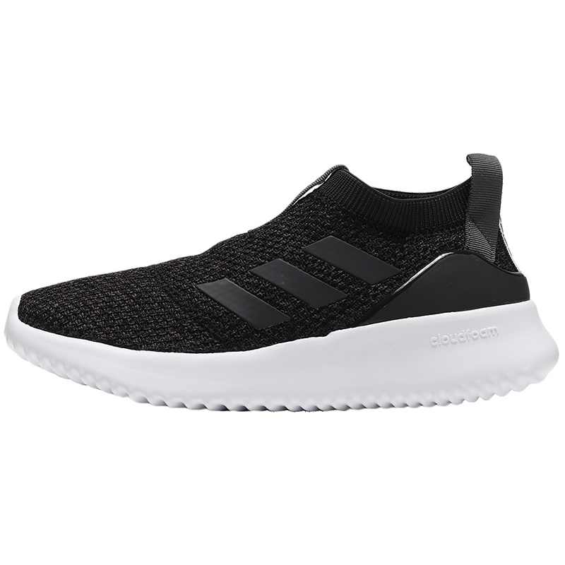 【自营】adidas NEO女鞋休闲鞋低帮黑色一脚蹬跑步运动鞋B96470 B964701号黑色+碳黑