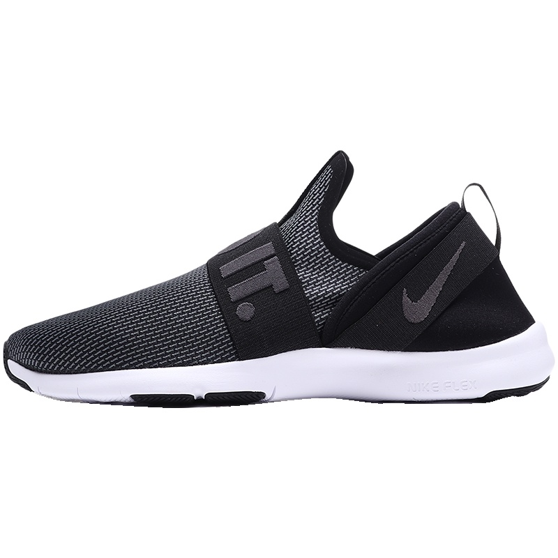 NIKE耐克女鞋训练鞋FLEX系列一脚蹬低帮休闲运动鞋AQ9940 AQ9940-001黑+深灰+金属银