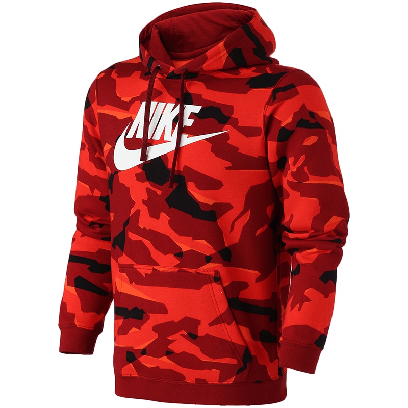 NIKE耐克男装卫衣时尚迷彩连帽加绒套头针织运动服AR2868 L AR2868-065冷灰+煤黑+白
