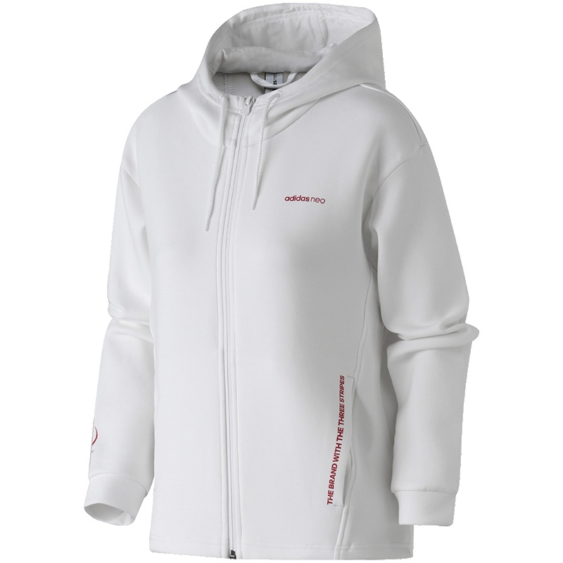 Adidas阿迪达斯NEO女装春季运动服休闲连帽外套DZ7597 L DZ7597白