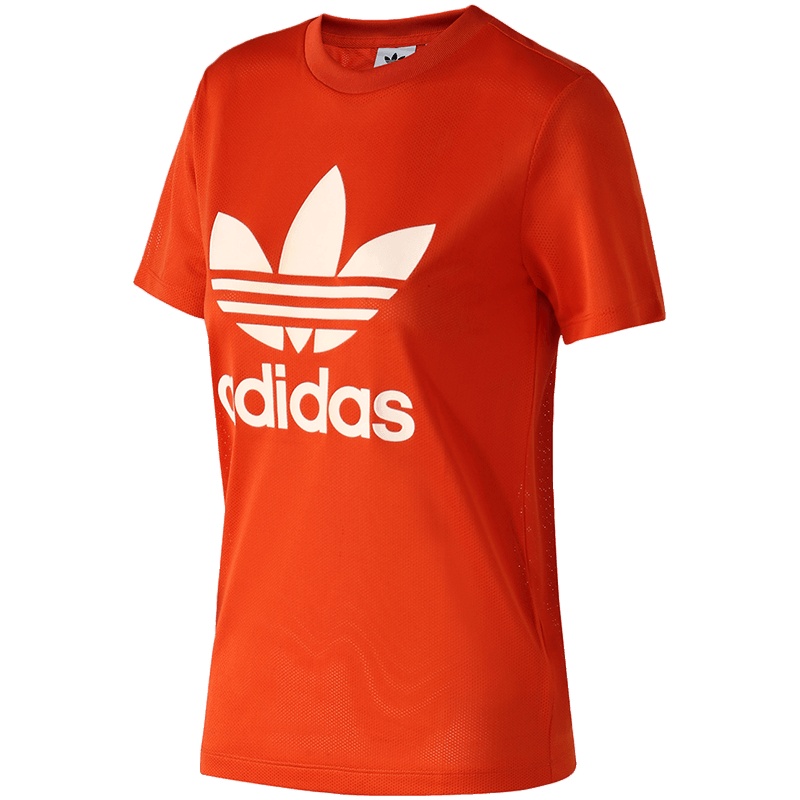adidas阿迪达斯三叶草女装运动休闲大LOGO短袖T恤DU9859