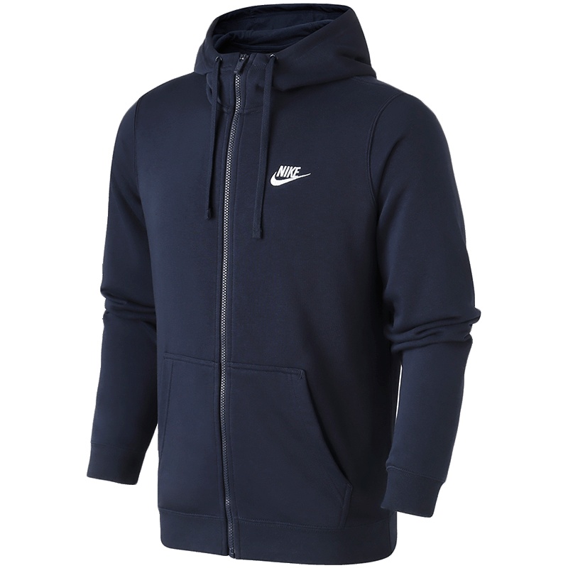 NIKE耐克男装夹克运动休闲黑色针织保暖连帽运动服外套804392