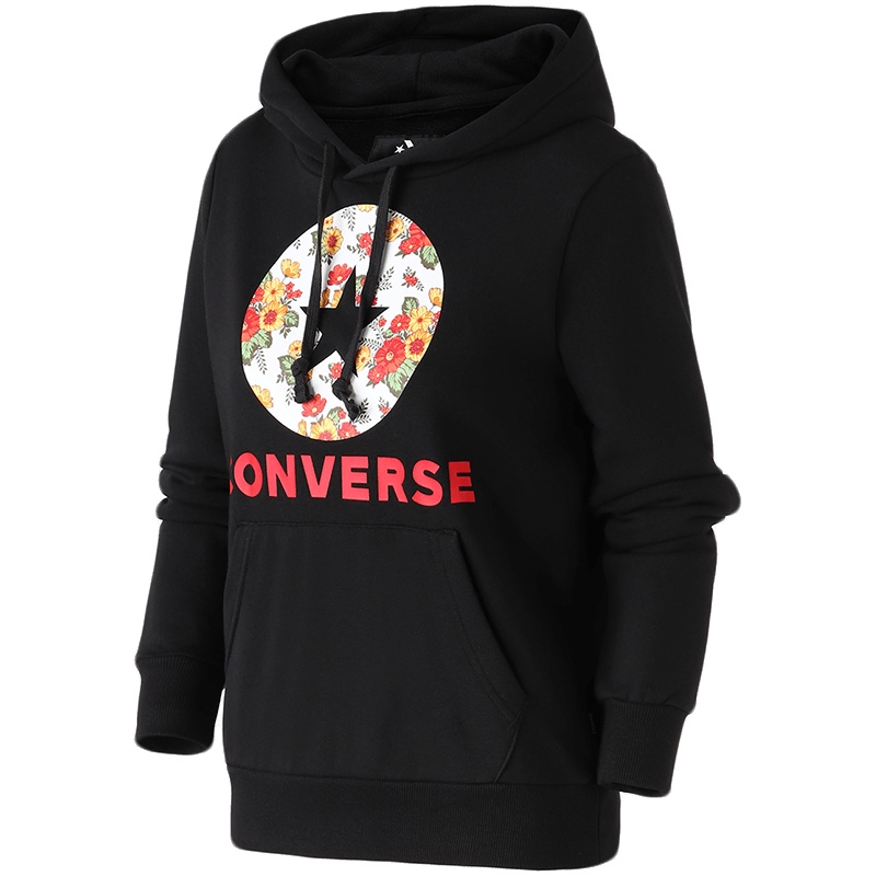 CONVERSE女装卫衣2印花舒适黑色时尚连帽针织休闲运动服10017331