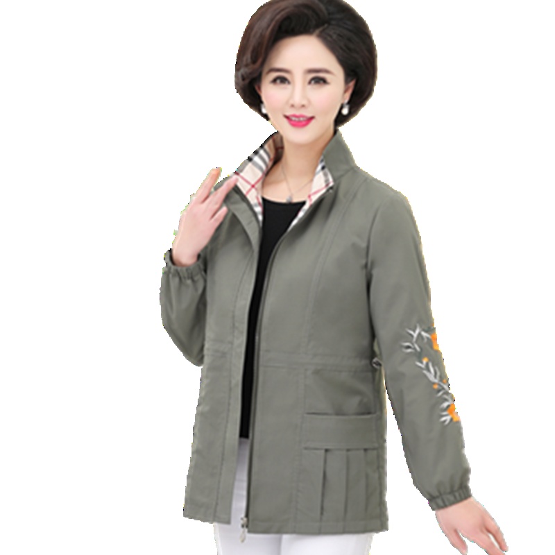 媛宿(YuanSu)中老年女装40岁50大码短款薄外套2019春装新款妈妈装夹克卫衣潮服6850