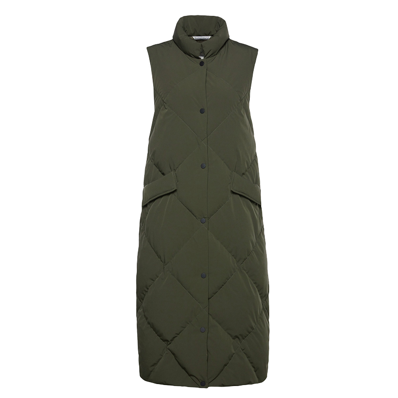 波司登BOSIDENG女士冬季常规款白鹅绒直筒时尚长款保暖立领羽绒服 女马甲B70133014