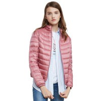 波司登BOSIDENG女士秋季薄款纯色立领轻薄保暖修身羽绒服 女B1701522