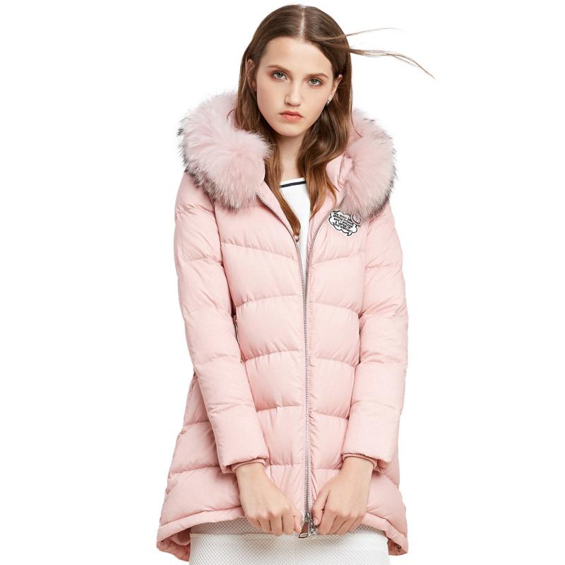 波司登BOSIDENG女士冬季常规款宽松A版韩版保暖毛领冬季羽绒服 女B1601130