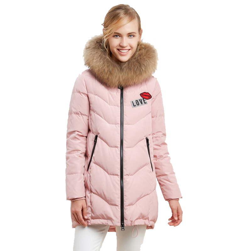 波司登BOSIDENG女士冬季常规款女连帽时尚宽松大毛领保暖A版韩版羽绒服 女B1601228