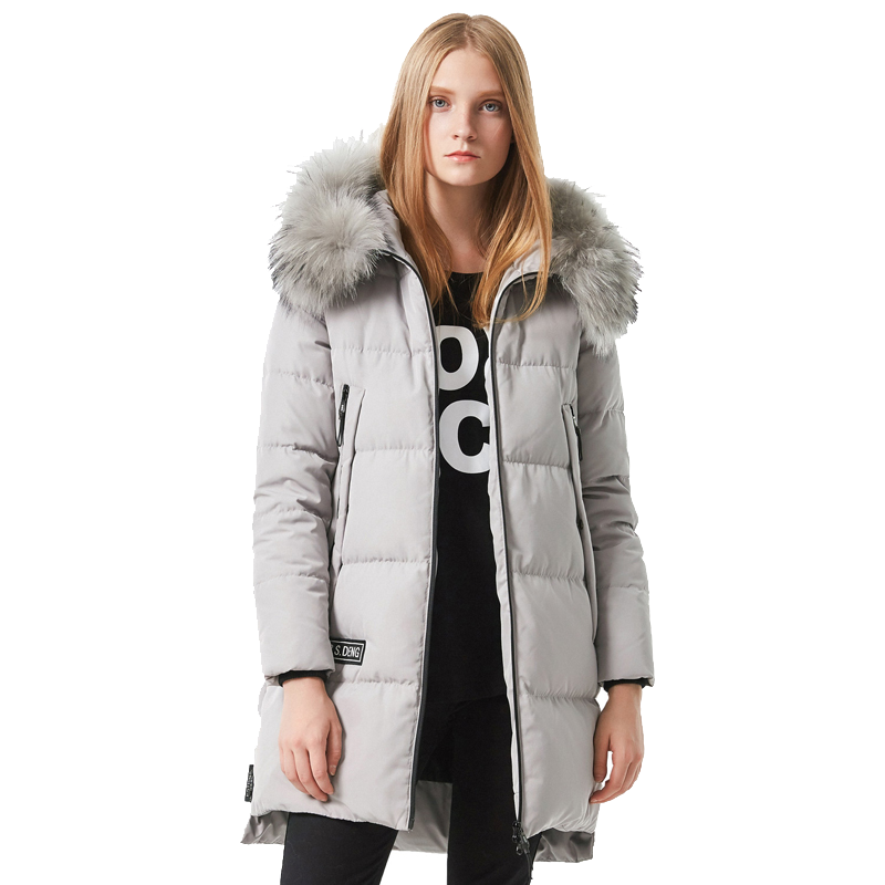 波司登BOSIDENG女士冬季常规款韩版保暖厚款防寒服貉子毛中长款羽绒服 女B70141024