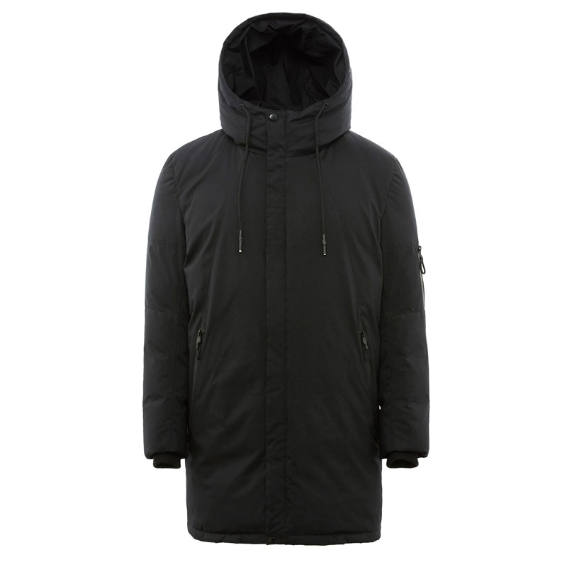 波司登BOSIDENG男士冬季中长款白鹅绒立领连帽直筒保暖时尚男士羽绒服B70145185