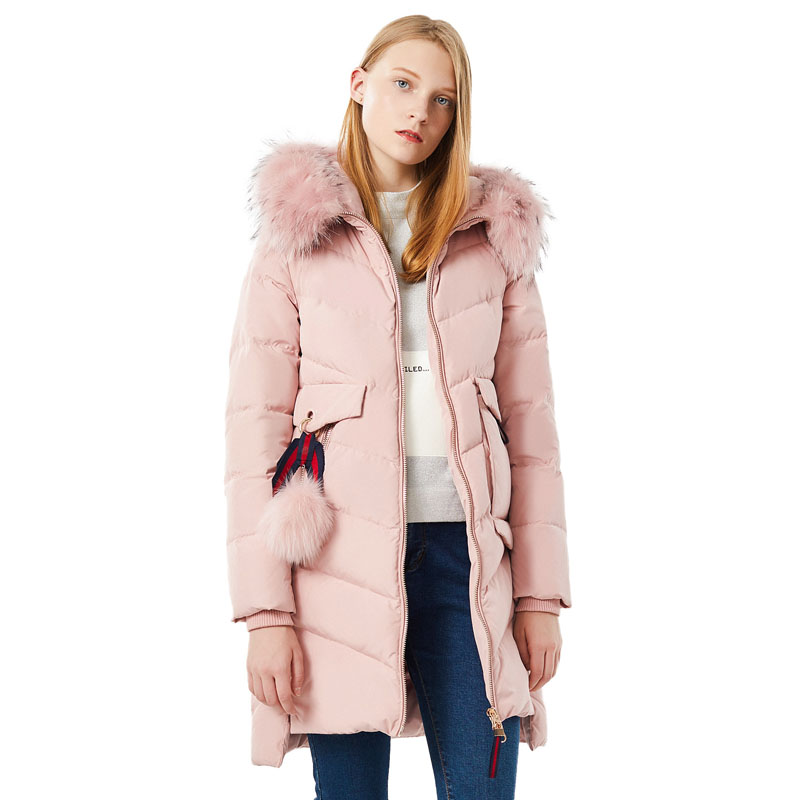 波司登BOSIDENG女士冬季常规款貉子毛中长款直筒时尚保暖厚款羽绒服 女B70141148