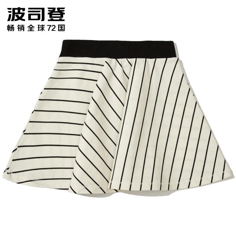 波司登童装女童针织裙子2018夏季新款儿童条纹印花短裙C821CL2060