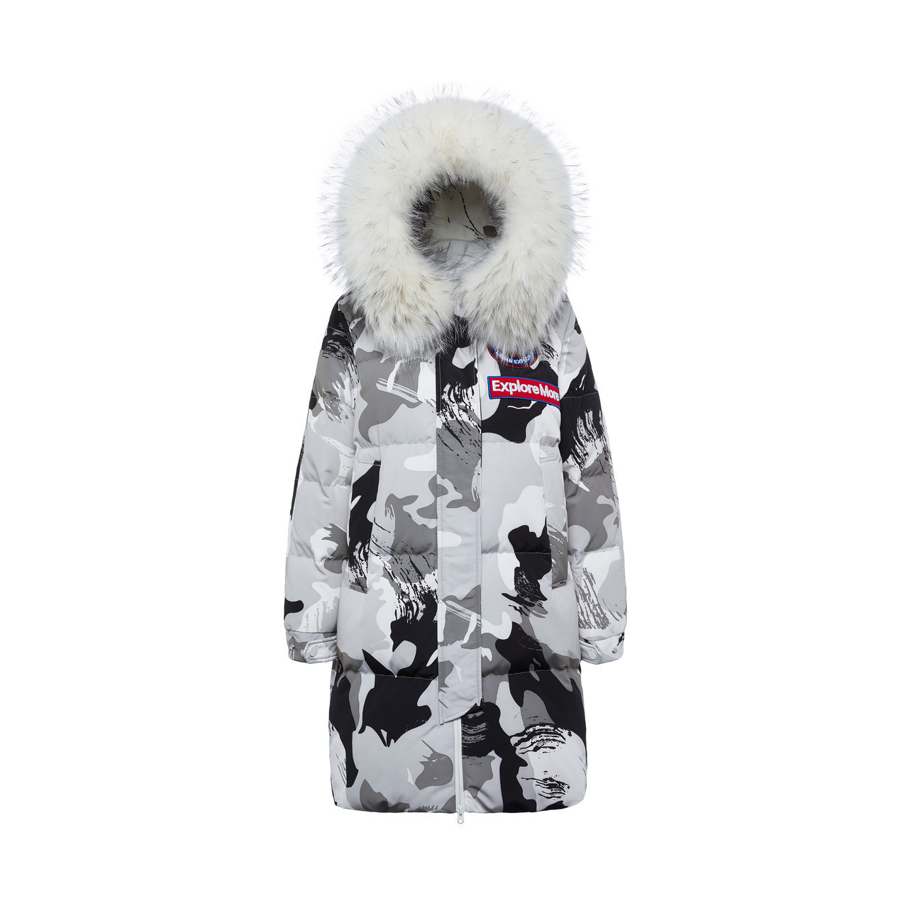 波司登BOSIDENG鹅绒羽绒服女中长款冬装加厚保暖貉子大毛领外套B80142144