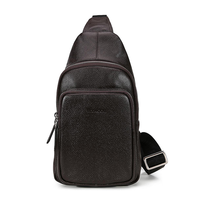 Texwood 男胸包休闲韩版单肩男士背包斜挎包头层牛皮大容量软皮包包潮BP7A0031-05