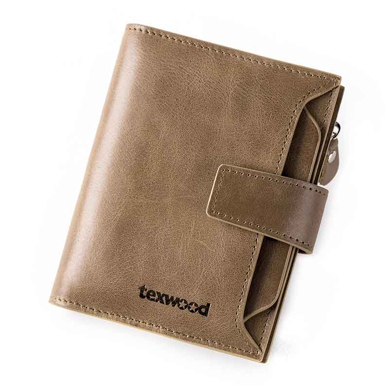 texwood钱包男短款真皮复古钱夹头层牛皮竖款多功能驾驶证皮夹潮